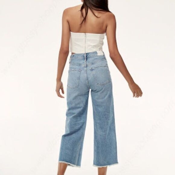 CITIZENS OF HUMANITY COH Emma High Rise Wide Leg Crop Denim Jeans Blue 24 - Picture 4 of 16